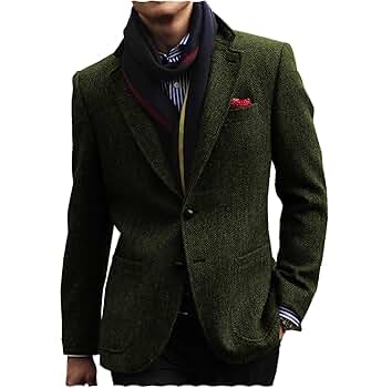 ジャケット・アウター HERRINGBONE TWEED STAND COLLAR COAT Tweed Herringbone Men's Long Overcoat Stand Collar Formal